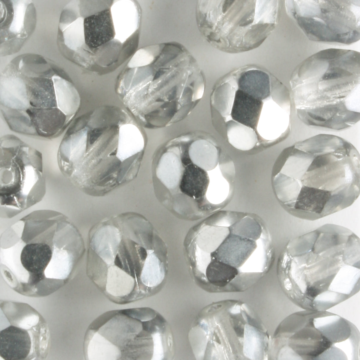 6mm Round Fire Polish Aluminum - 25 beads