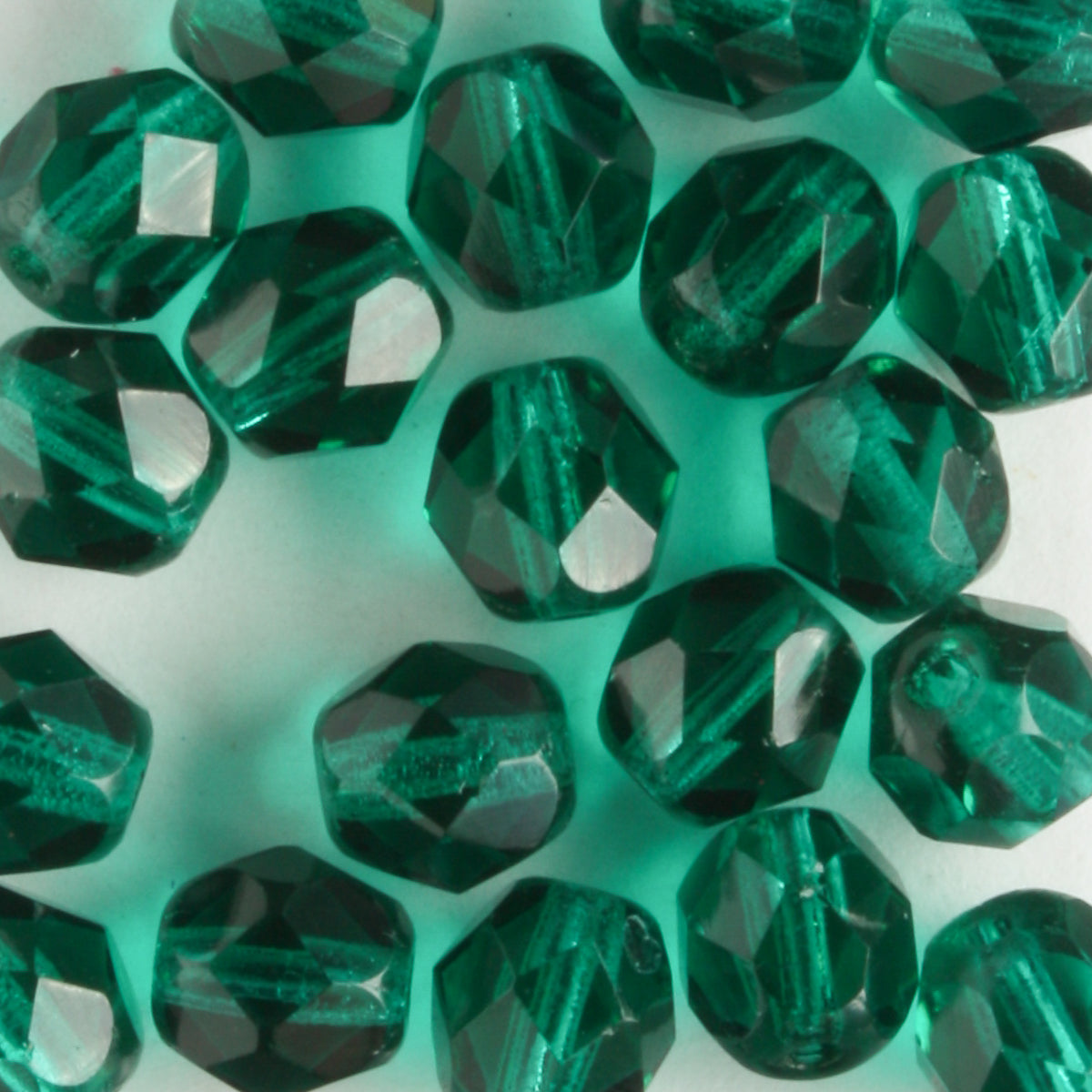 6mm Round Fire Polish Viridian - 25 beads