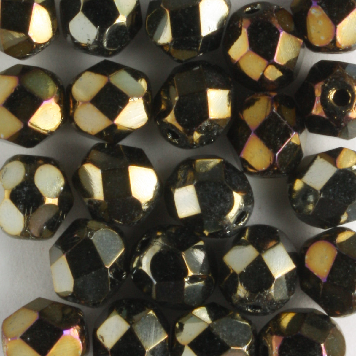 6mm Round Fire Polish Iris Brown - 25 beads