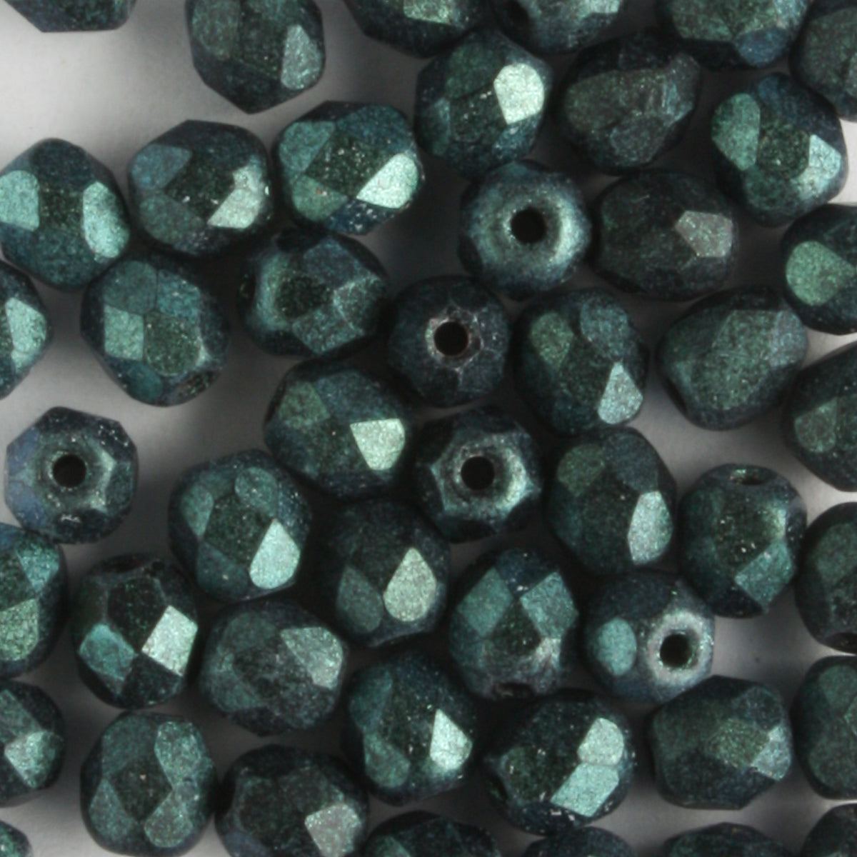 4mm Round Fire Polish Polychrome Aqua Teal - 100 beads