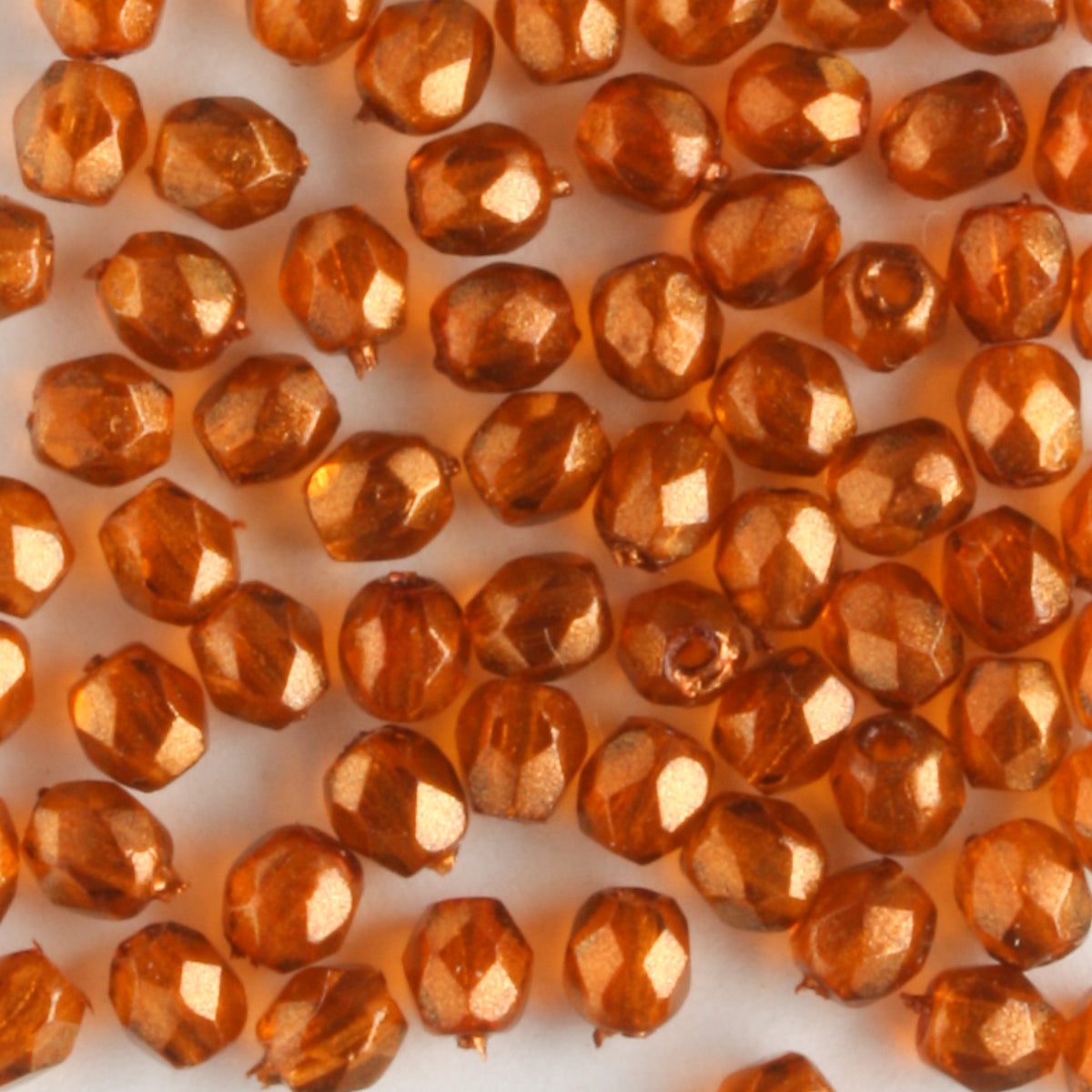 3mm Round Fire Polish Halo Sandlewood - 100 beads