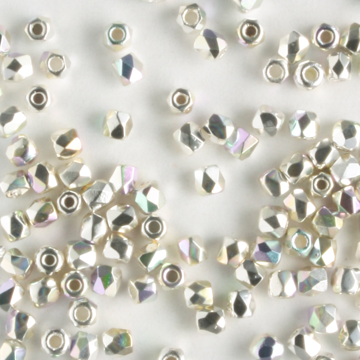 True 2mm Round Fire Polish Silver AB - 100 beads