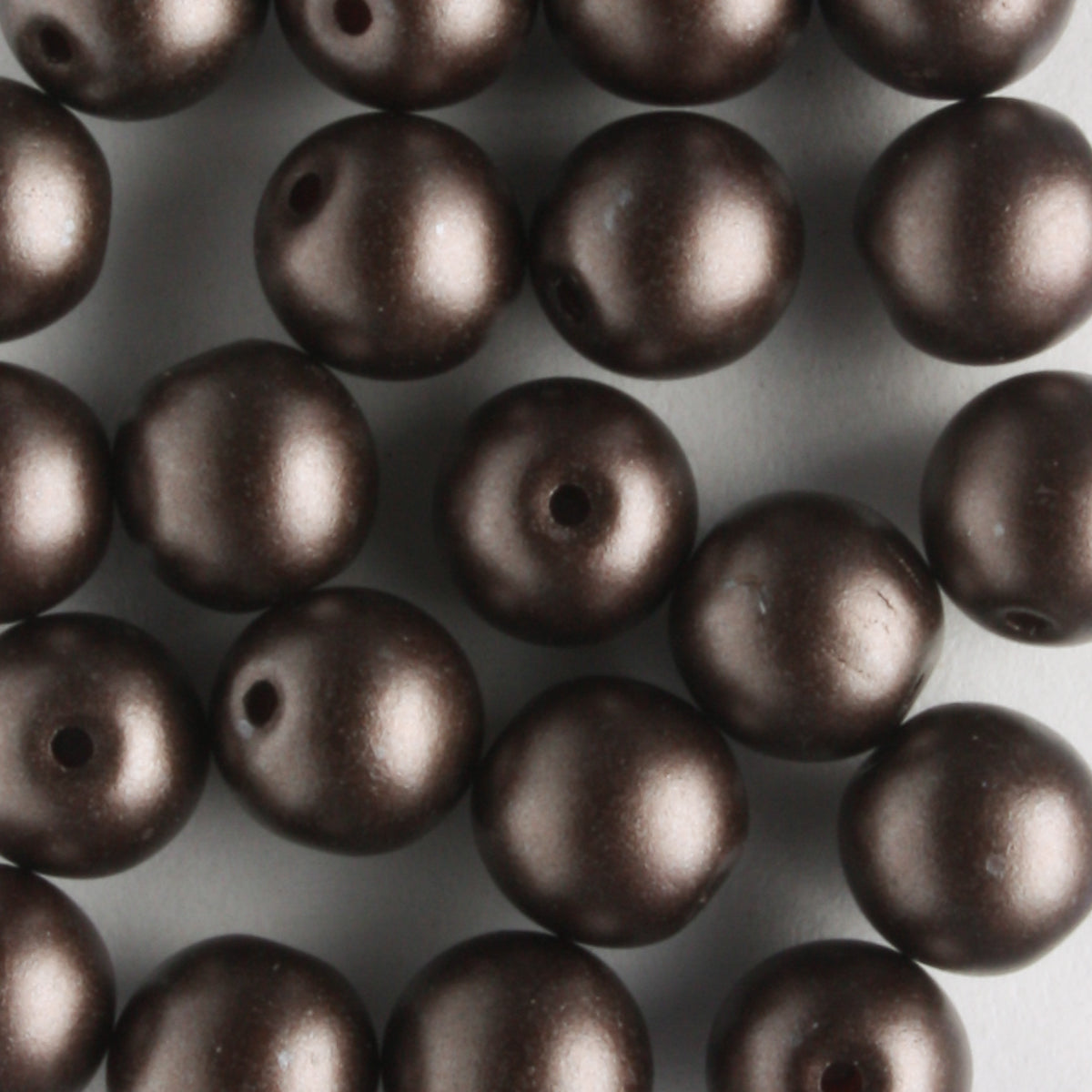 6mm Round Glass Pearls Bistre - 25 beads