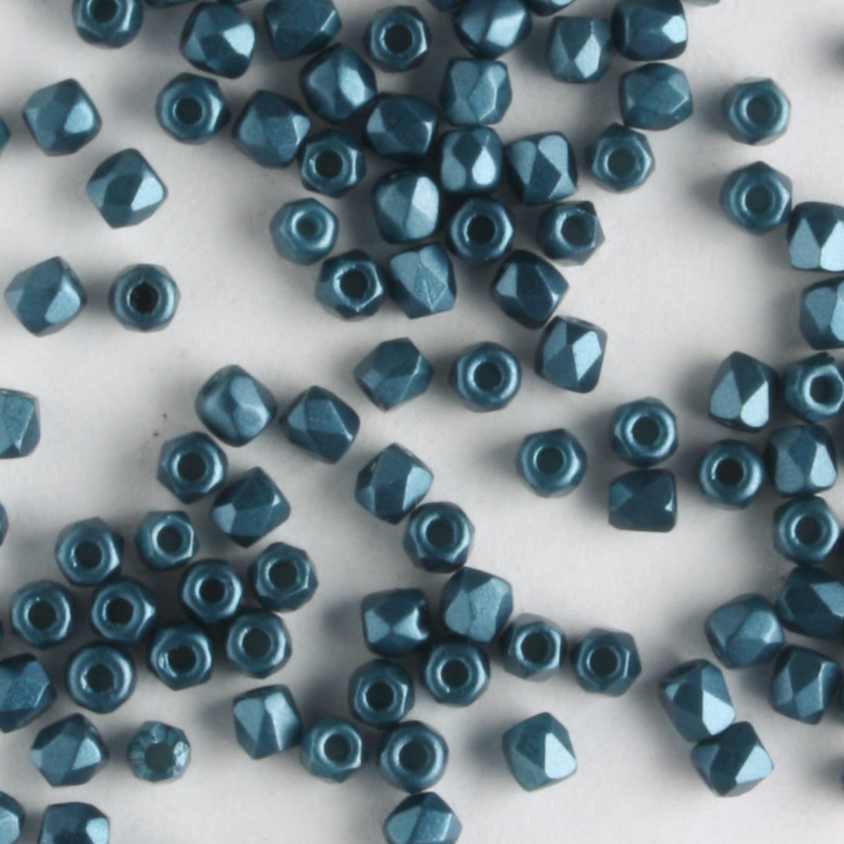 True 2mm Round Fire Polish Pastel Petrol - 100 beads