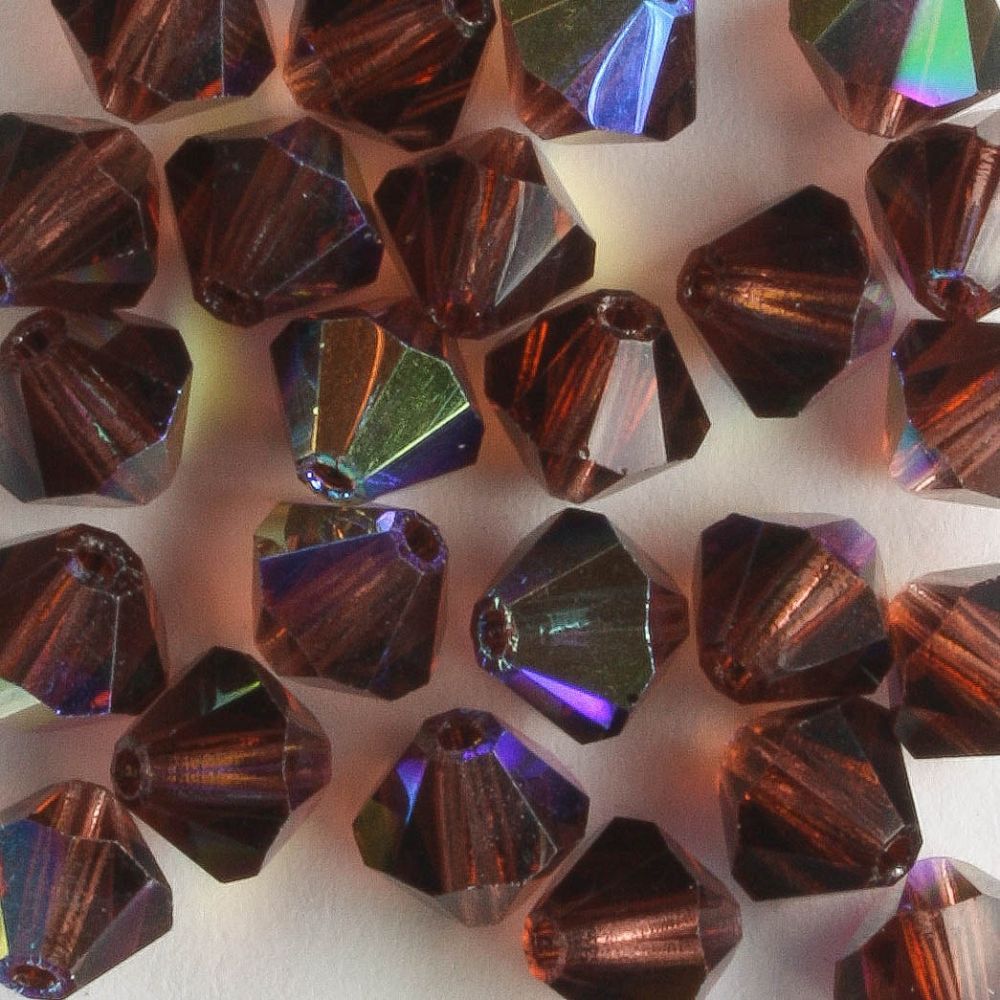6mm Bicone Light Burgundy AB - 24 beads