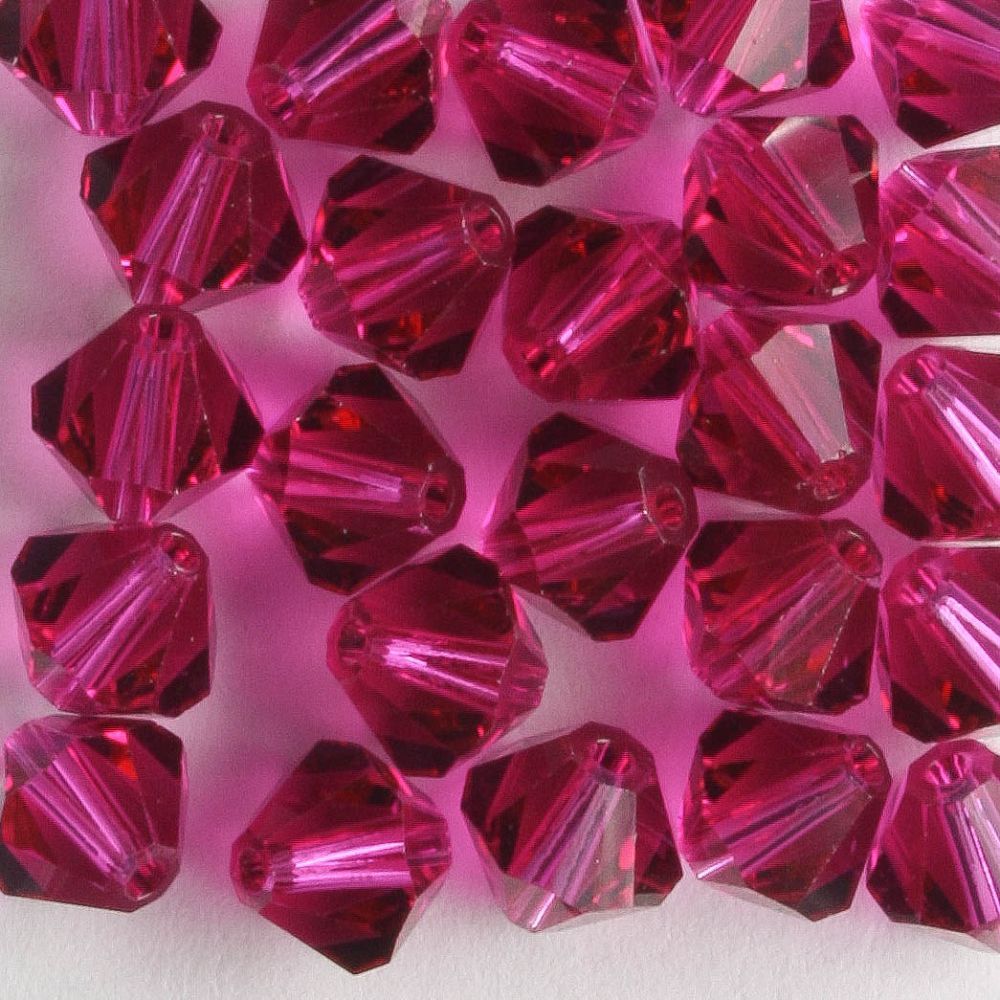 6mm Bicone Fuchsia - 24 beads