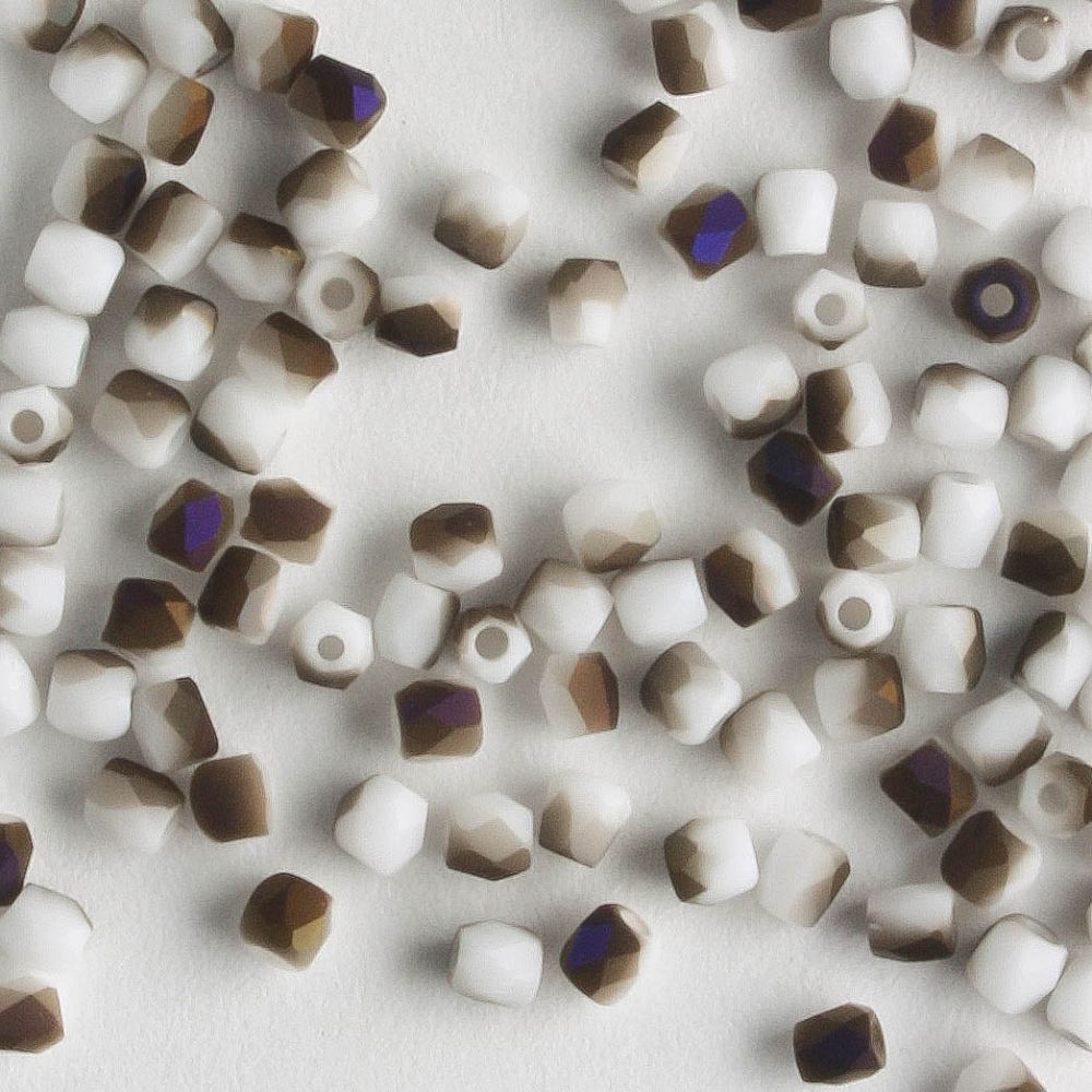 True 2mm Round Fire Polish Matte Chalk White Azuro - 100 beads