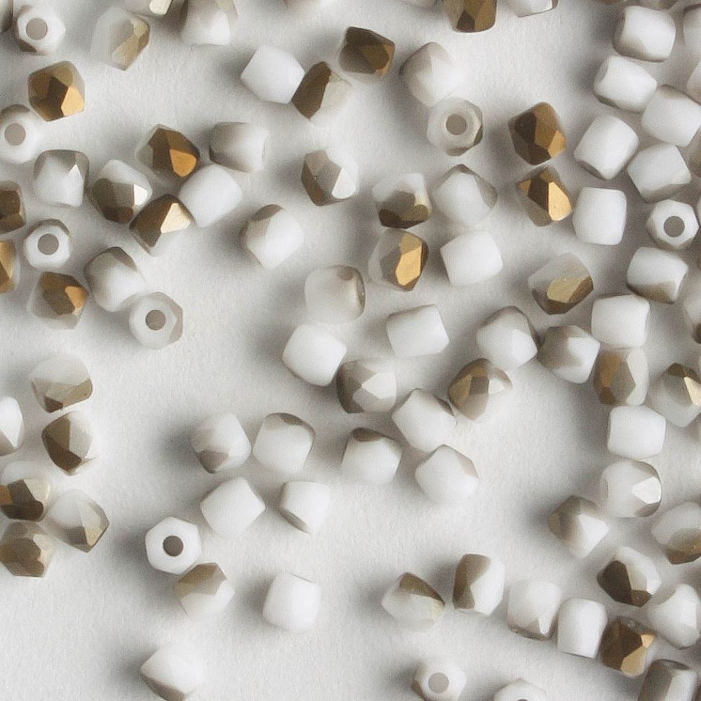 True 2mm Round Fire Polish Chalk White Valenti - 100 beads