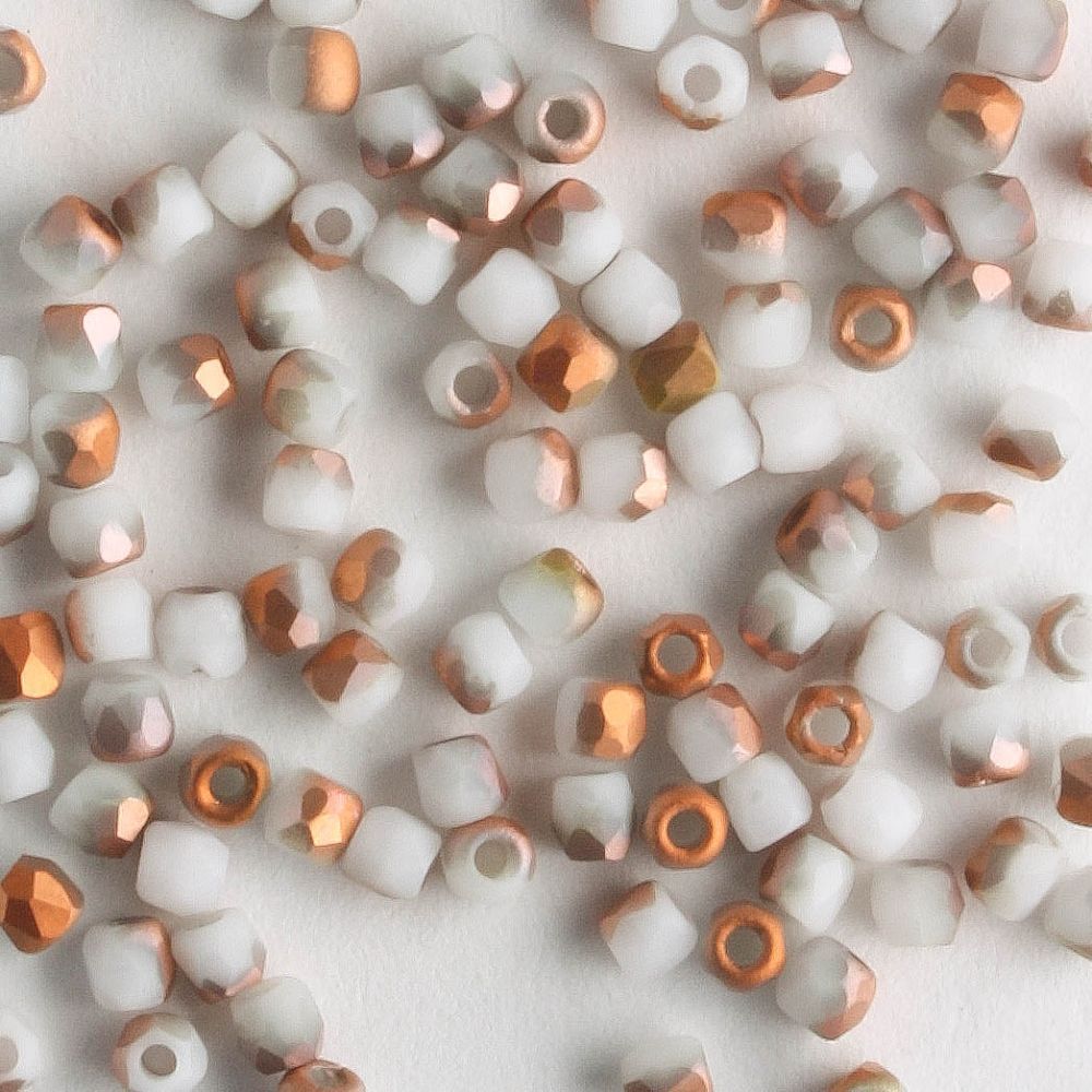 True 2mm Round Fire Polish Chalk White Sunset - 100 beads