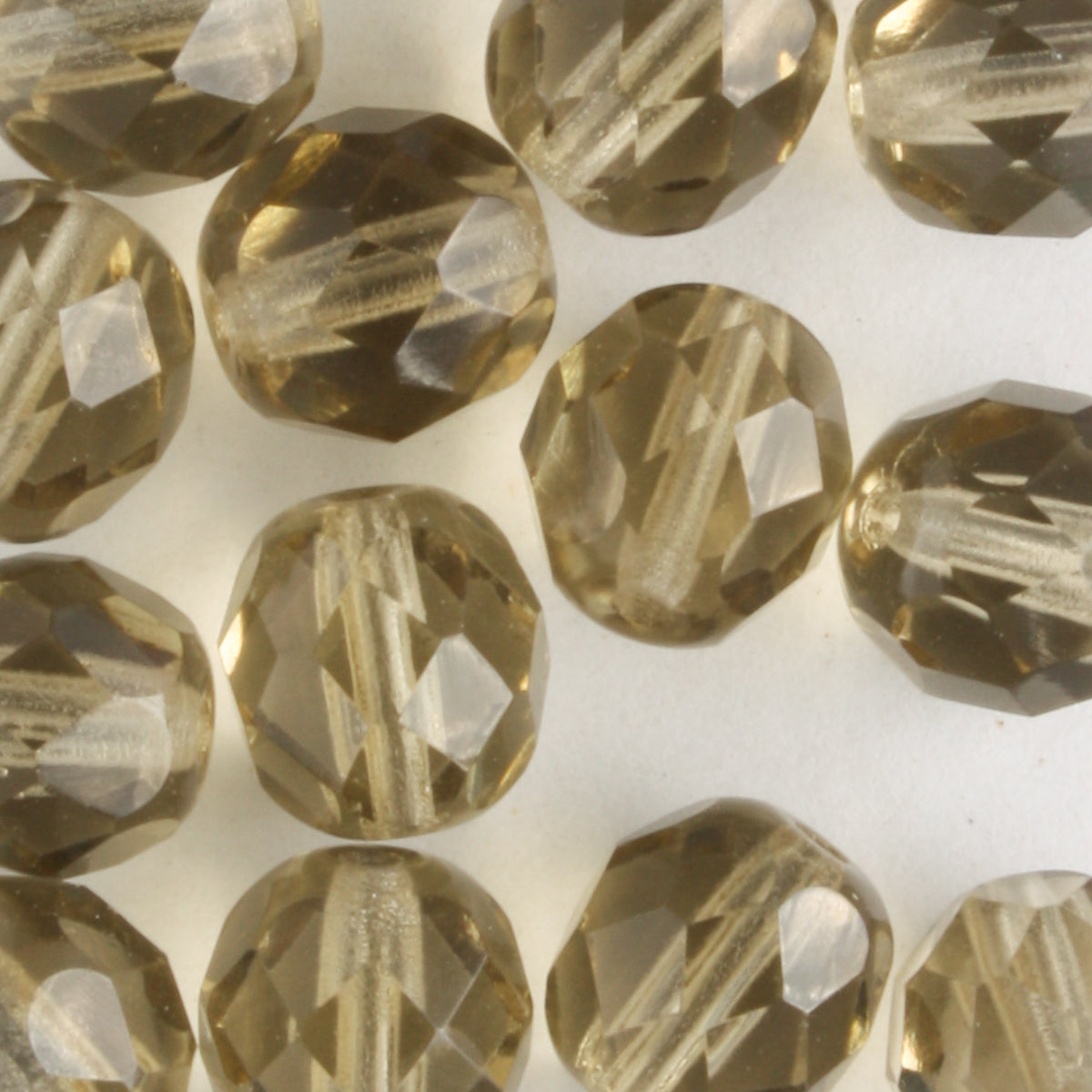 8mm Round Fire Polish Taupe - 15 beads