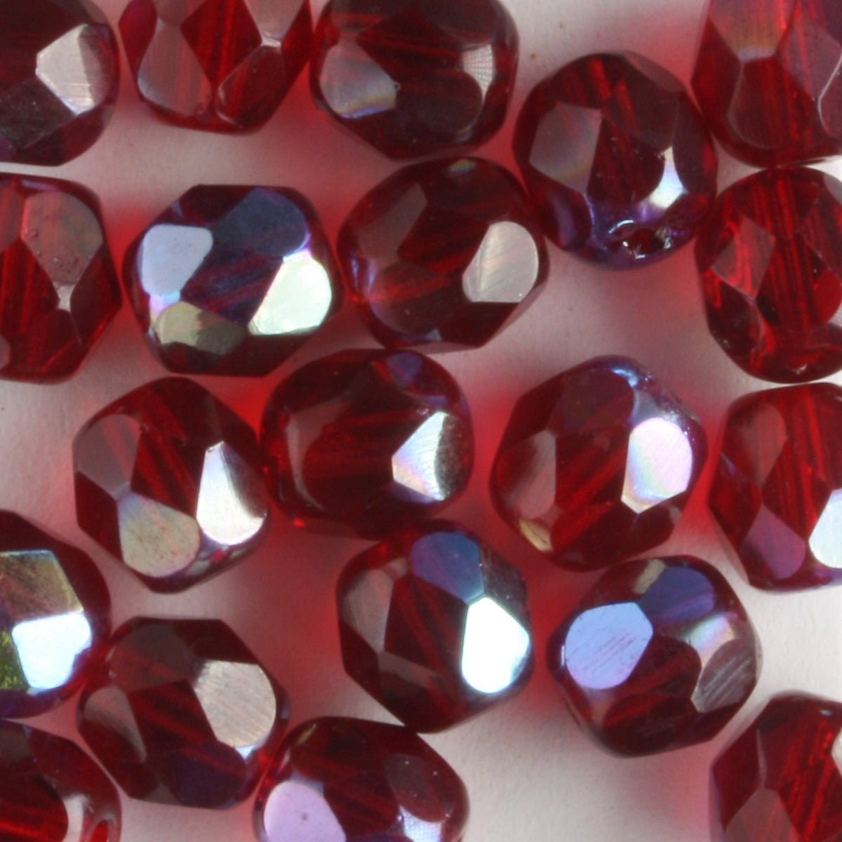 6mm Round Fire Polish Garnet AB - 25 beads