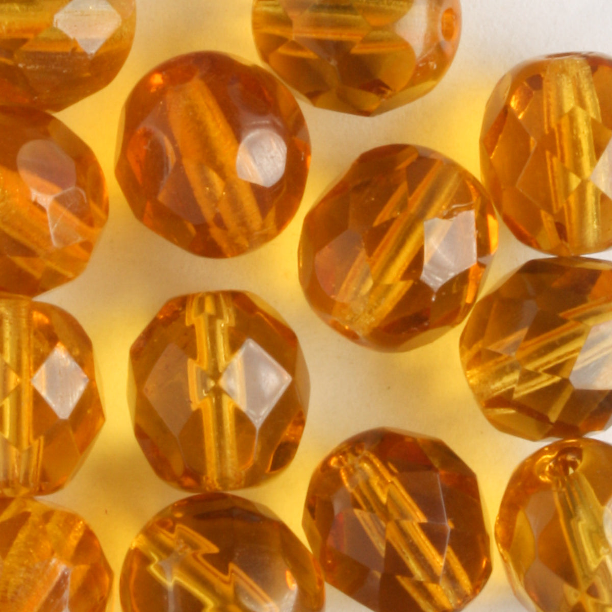 8mm Round Fire Polish Topaz - 15 beads