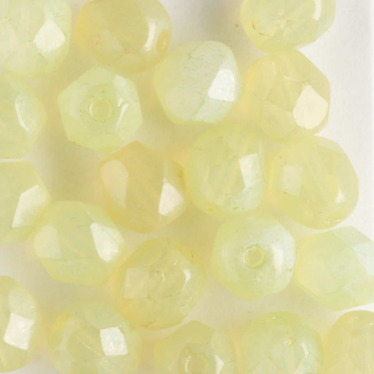 6mm Round Fire Polish Opal Ivory - 25 beads