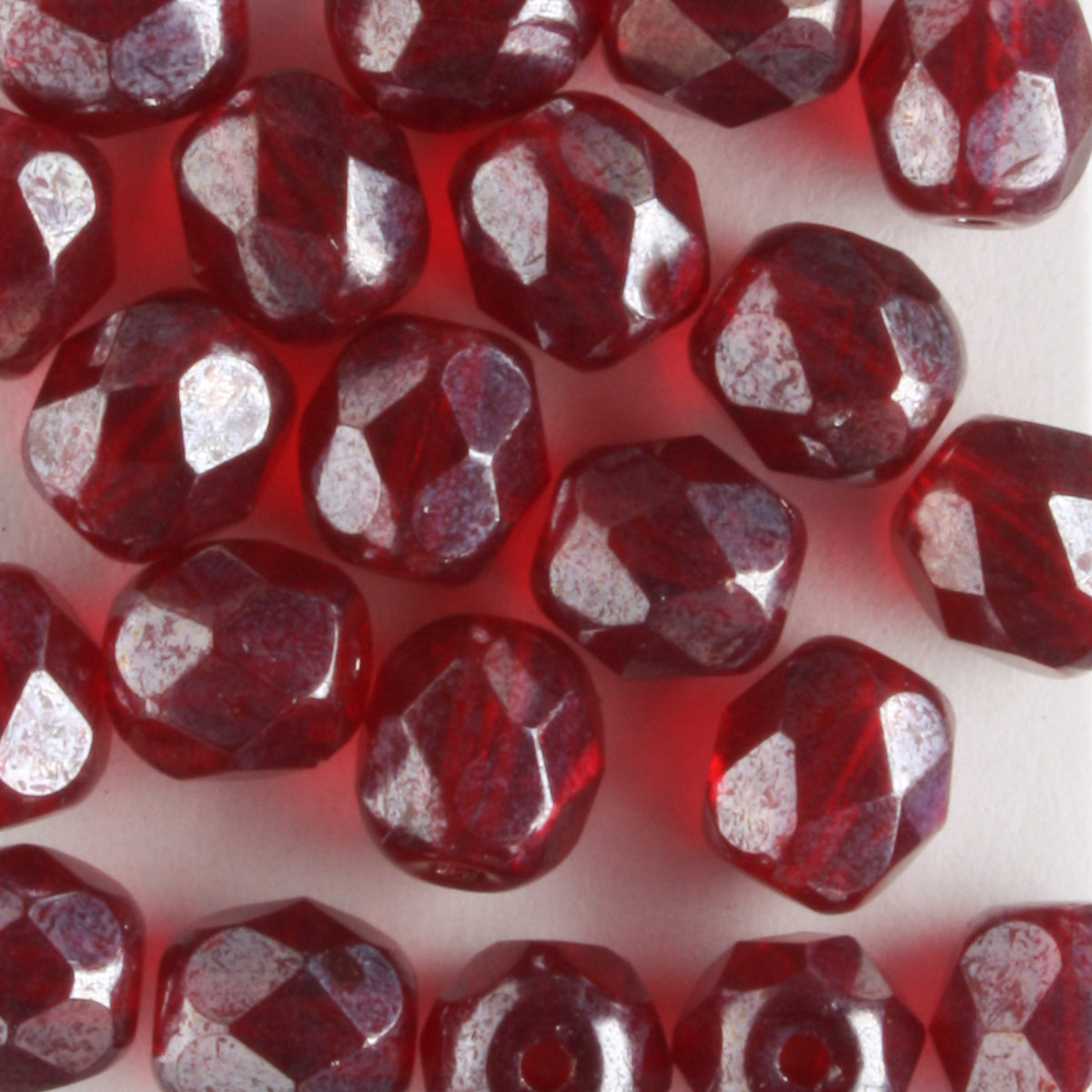 6mm Round Fire Polish Garnet - 25 beads