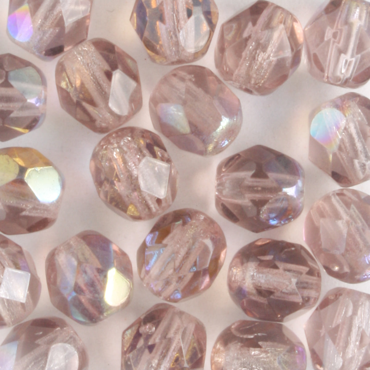 6mm Round Fire Polish Lavender AB - 25 beads