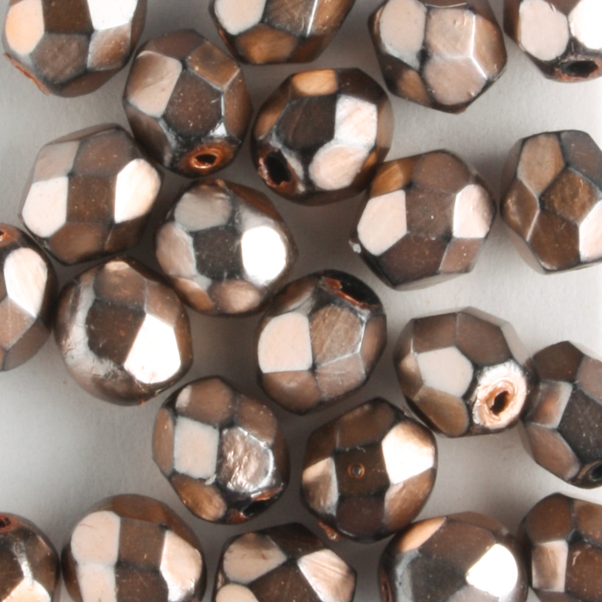 6mm Round Fire Polish Metallic Peach - 25 beads