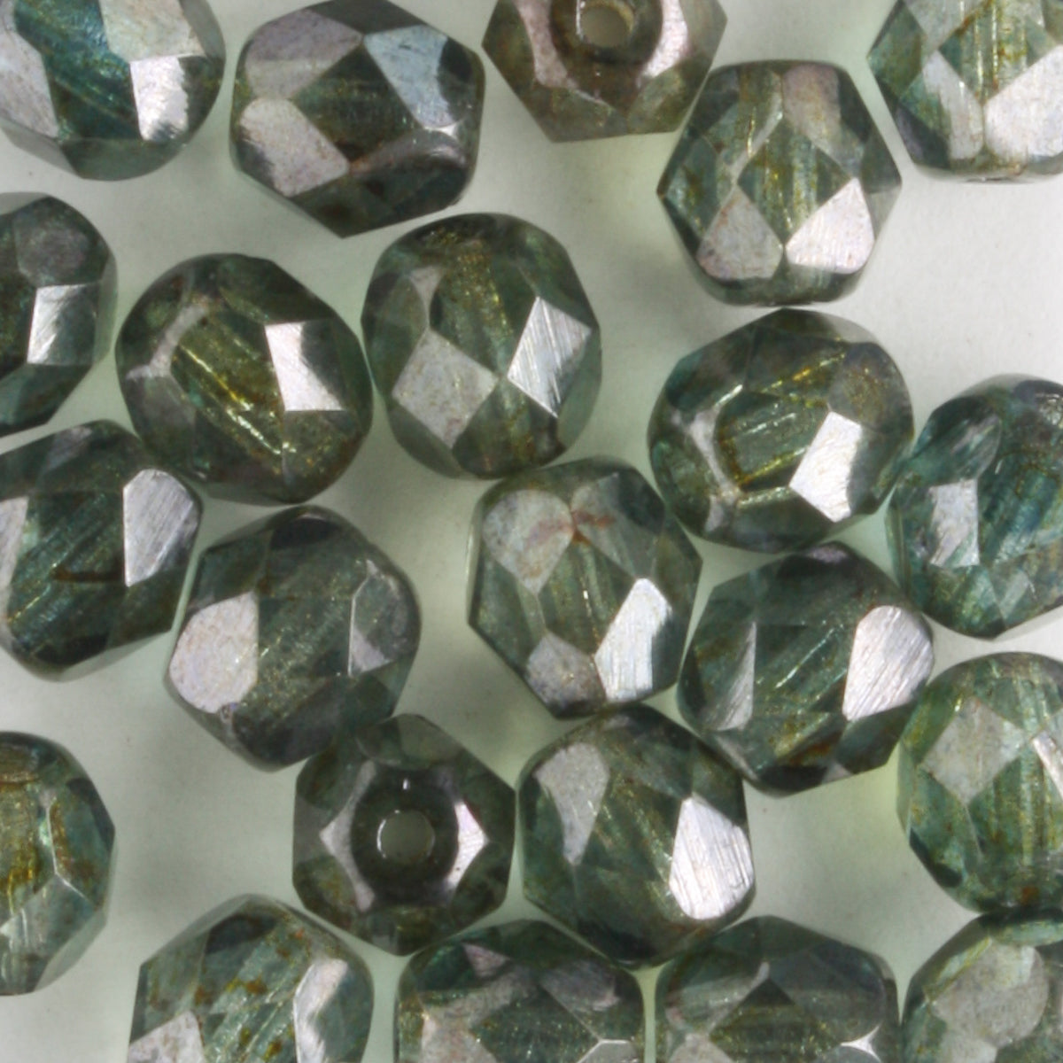 6mm Round Fire Polish Lumi Green - 25 beads