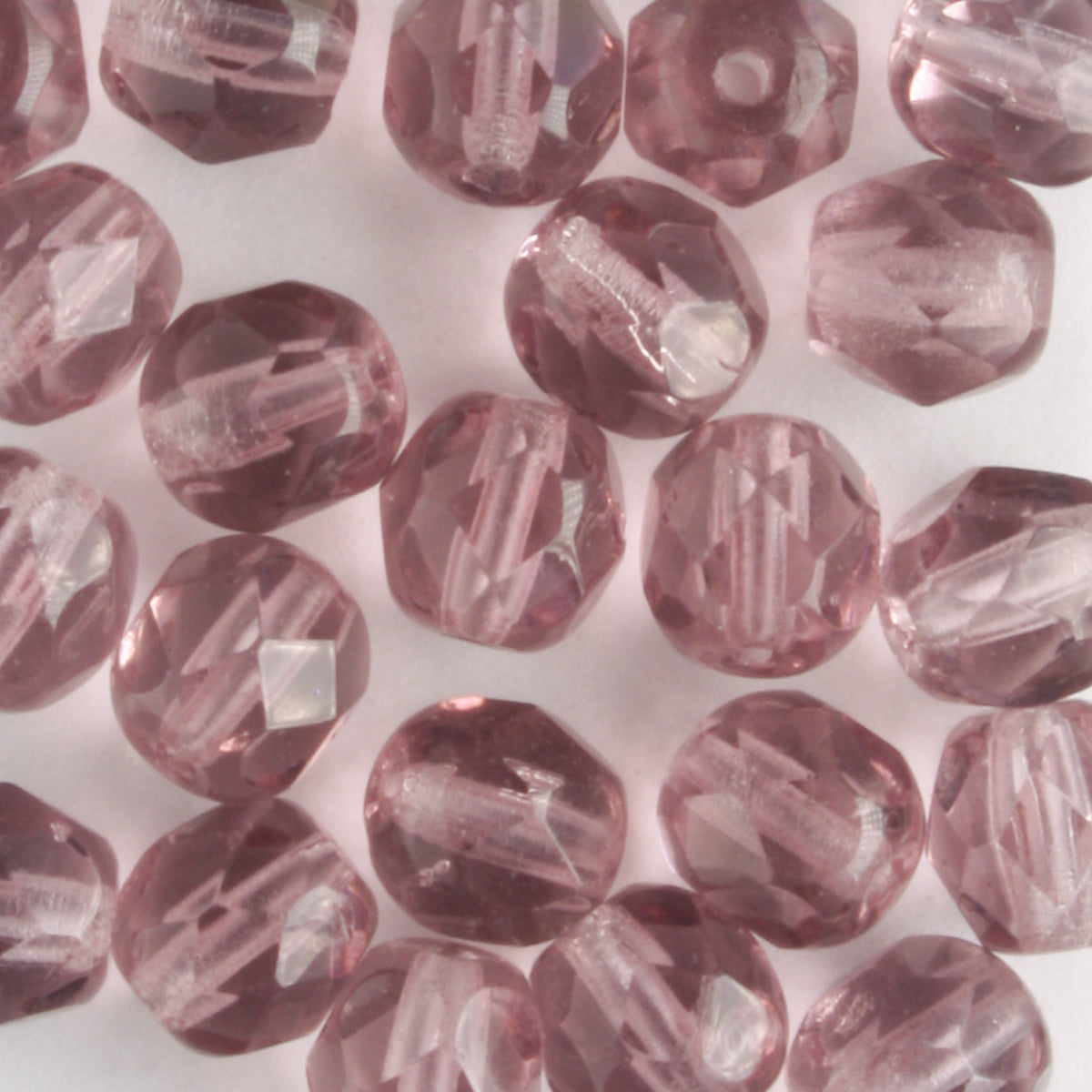 6mm Round Fire Polish Purple - 25 beads