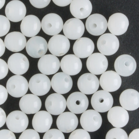 4mm Druk White Opal - 100 beads