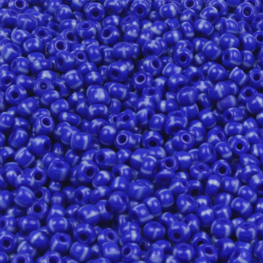 11/0 Blue with White Stripe - 10 grams
