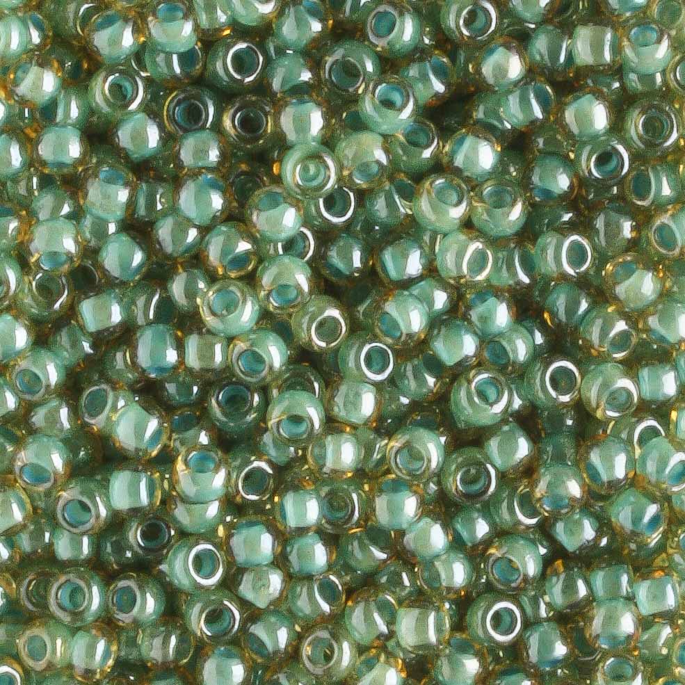 11/0 Lined Topaz Mint Julep - 10 grams