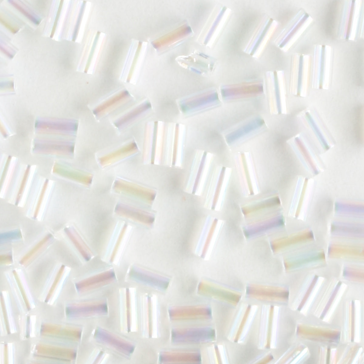 3mm Bugle Transparent Crystal AB - 7 grams