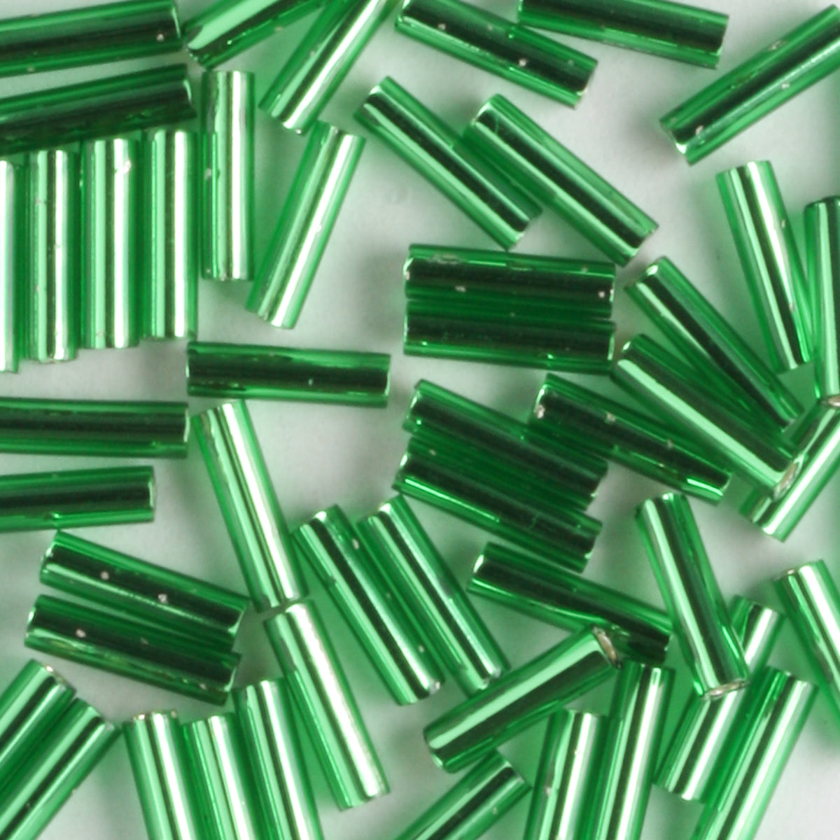 6mm Bugle Silver Lined Kelly Green - 7 grams