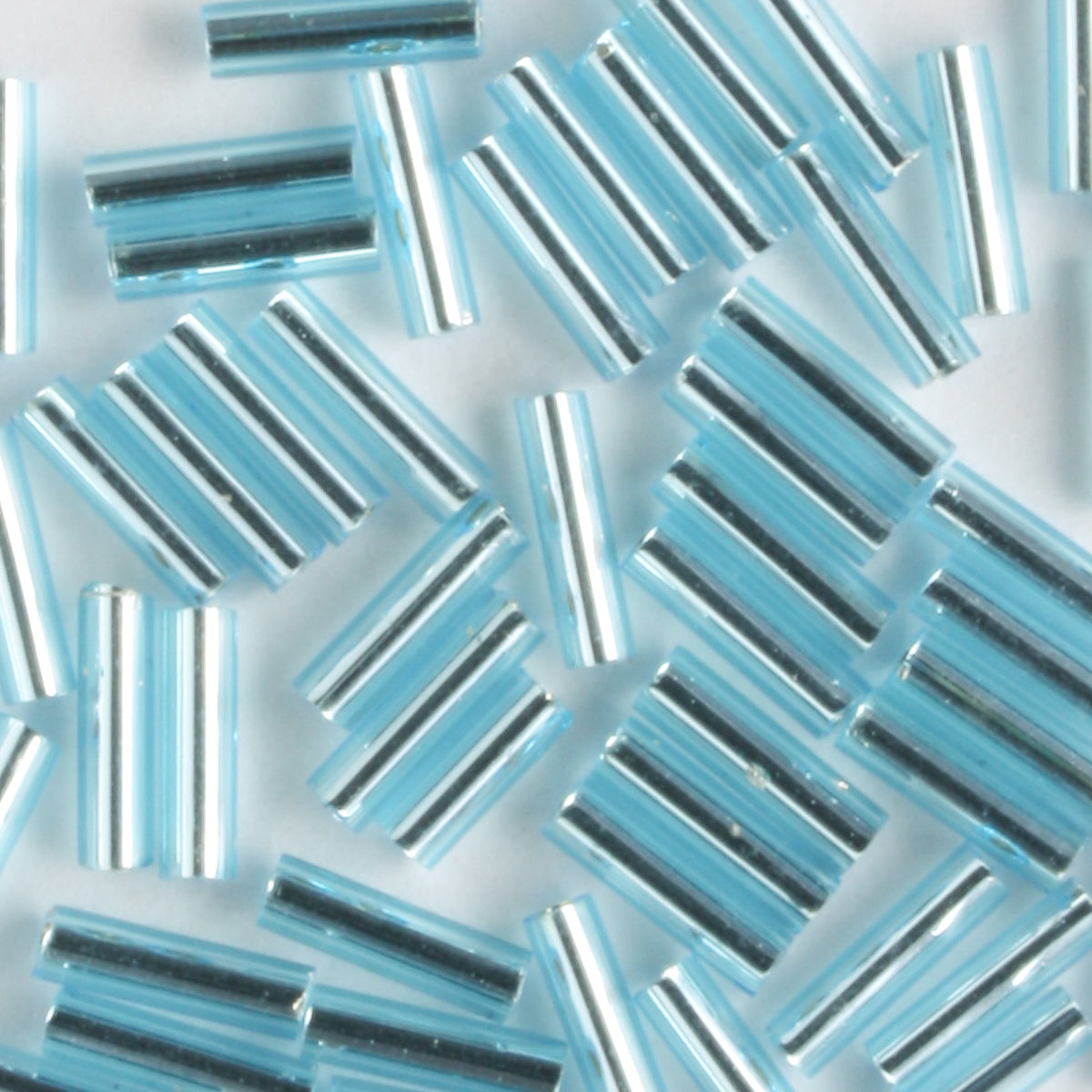 6mm Bugle Silver Lined Blue Topaz