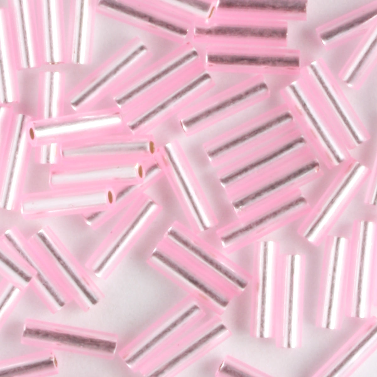 6mm Bugle Silver Lined Pink - 7 grams
