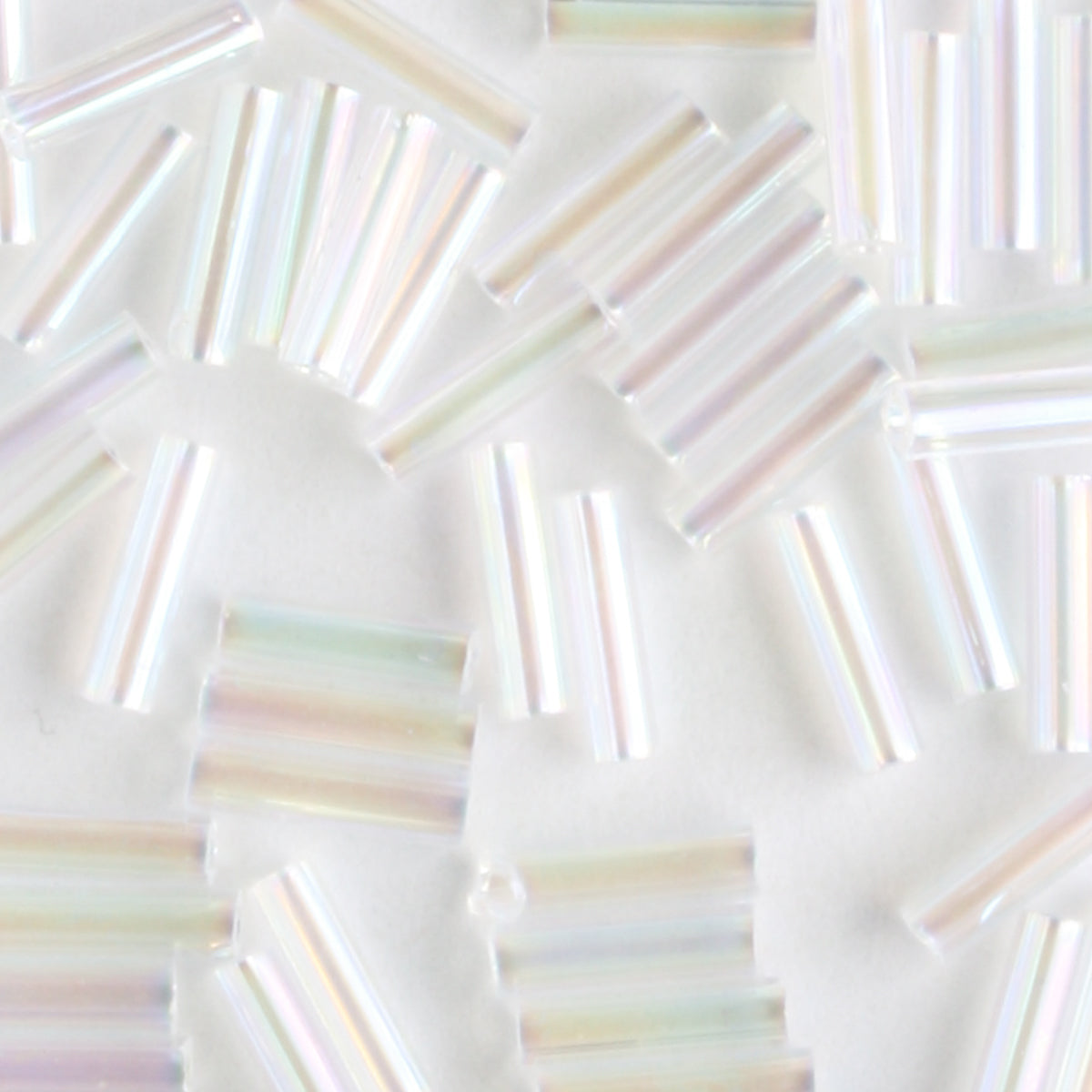 6mm Bugle Transparent Crystal AB - 7 grams