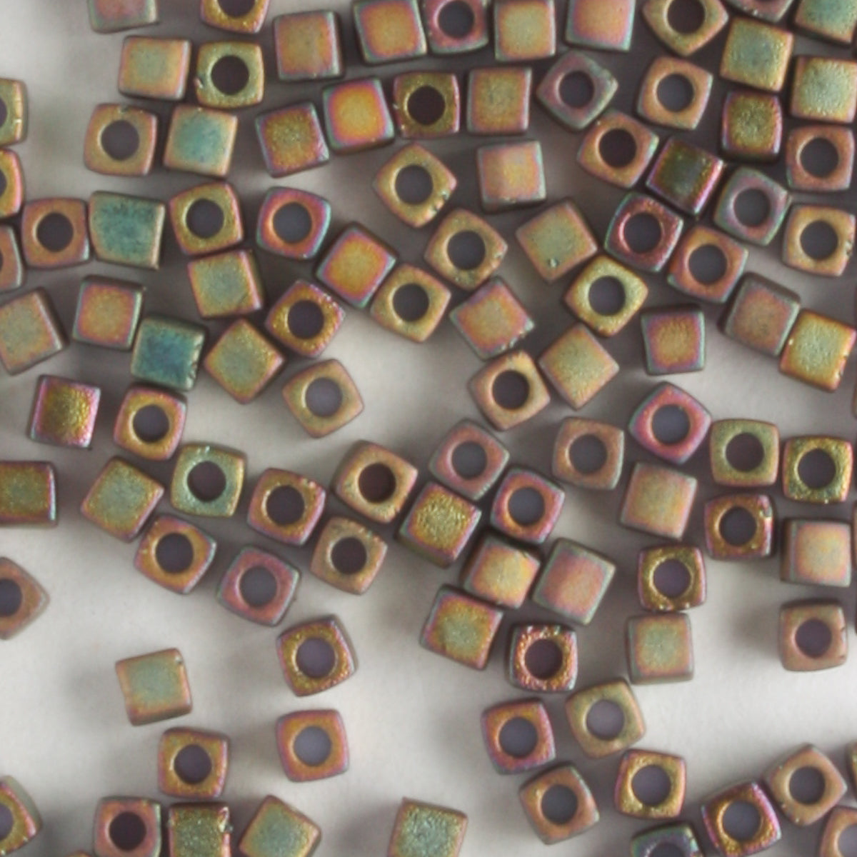 1.8mm Cube Matte Metallic Rainbow Antique Bronze - 10 grams