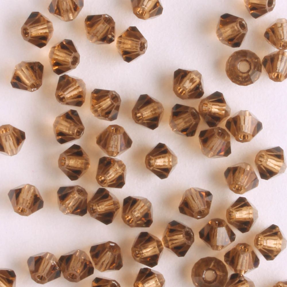 3mm Bicone Smoked Topaz - 48 beads