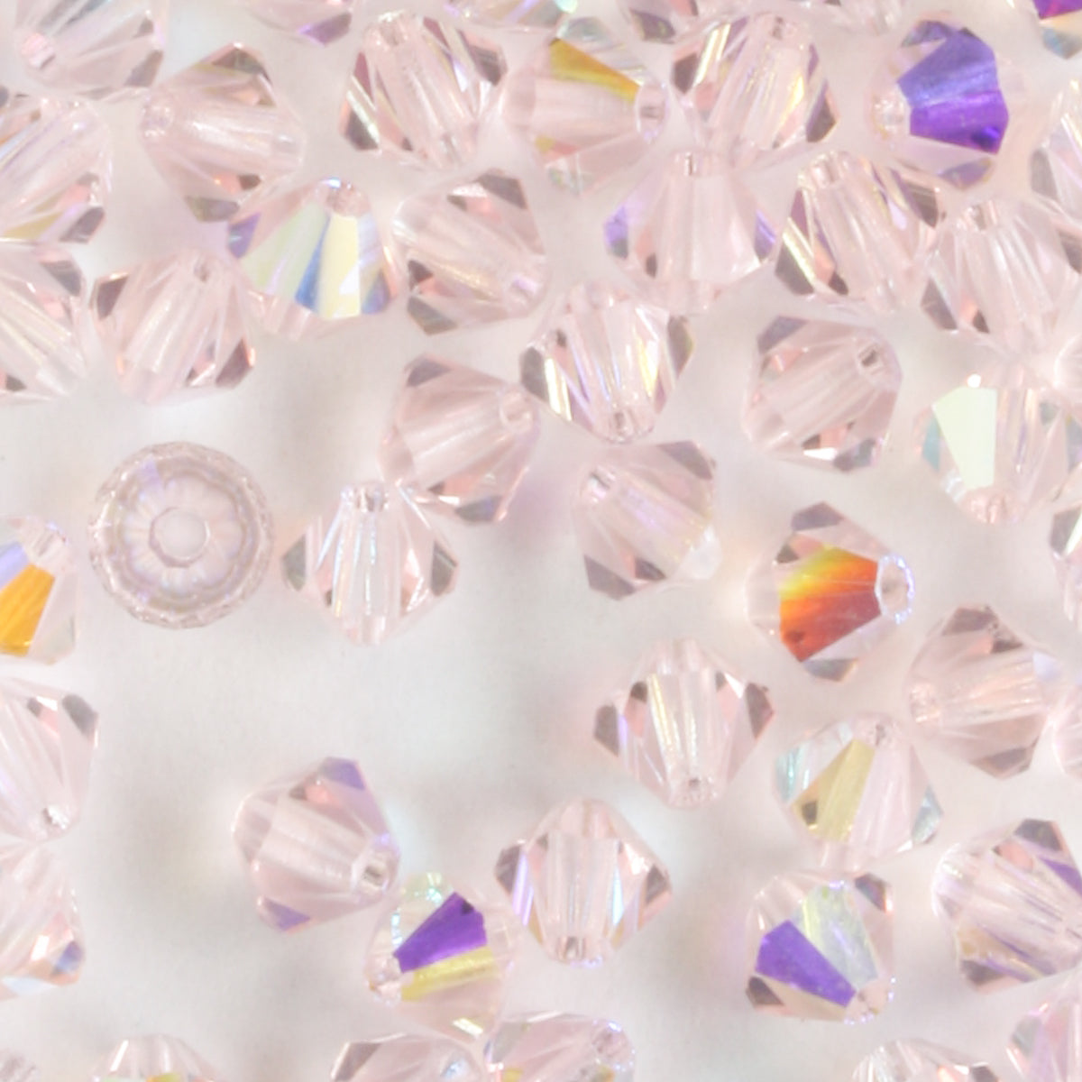 4mm Bicone Light Rose AB - 48 beads