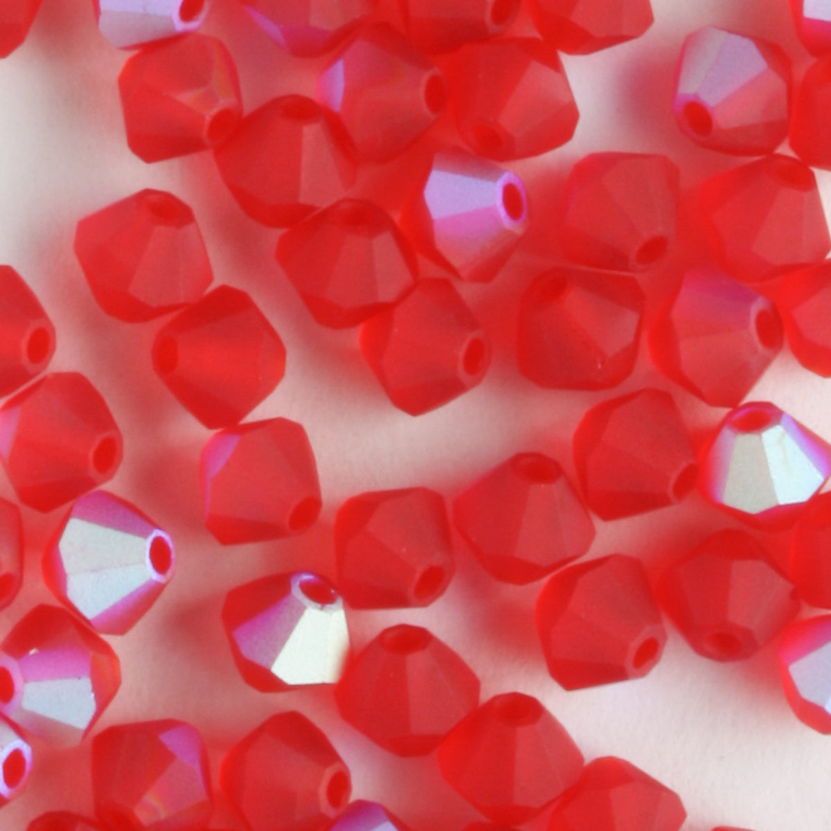4mm Bicone Light Siam AB Matte - 48 beads