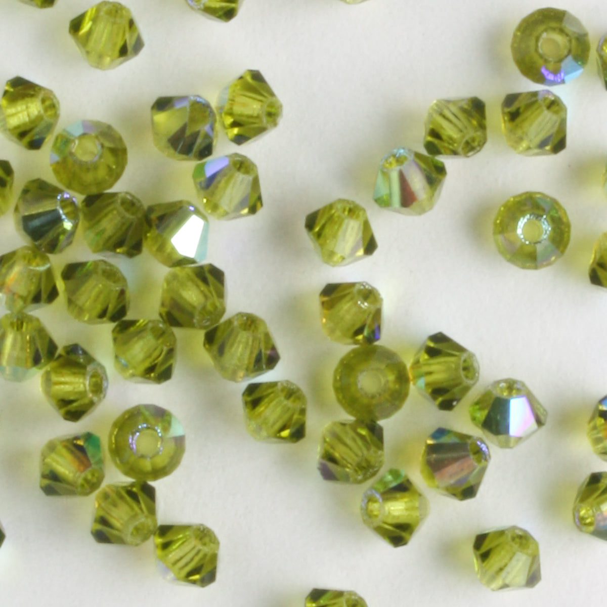 3mm Bicone Olivine AB - 48 beads