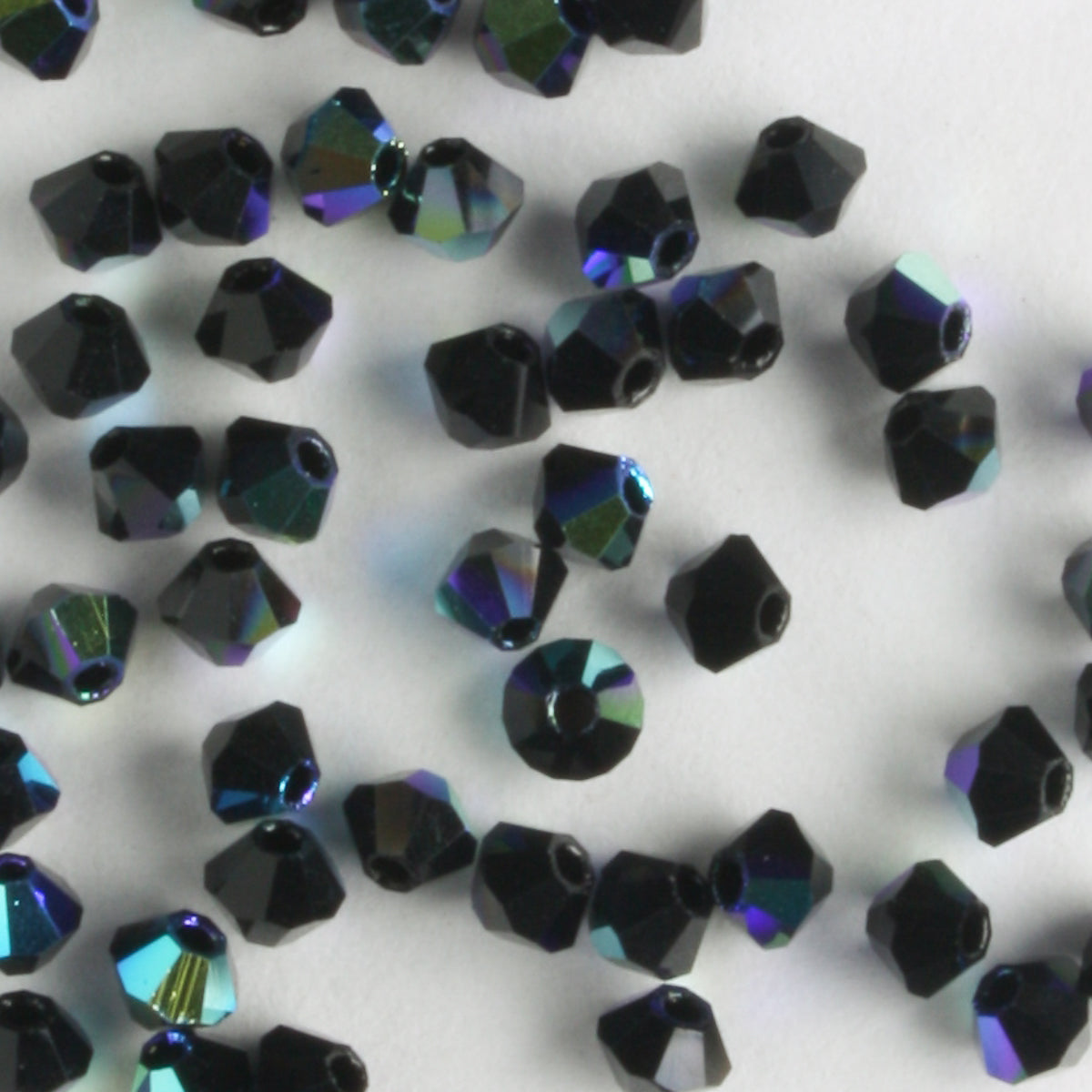 3mm Bicone Jet AB - 48 beads