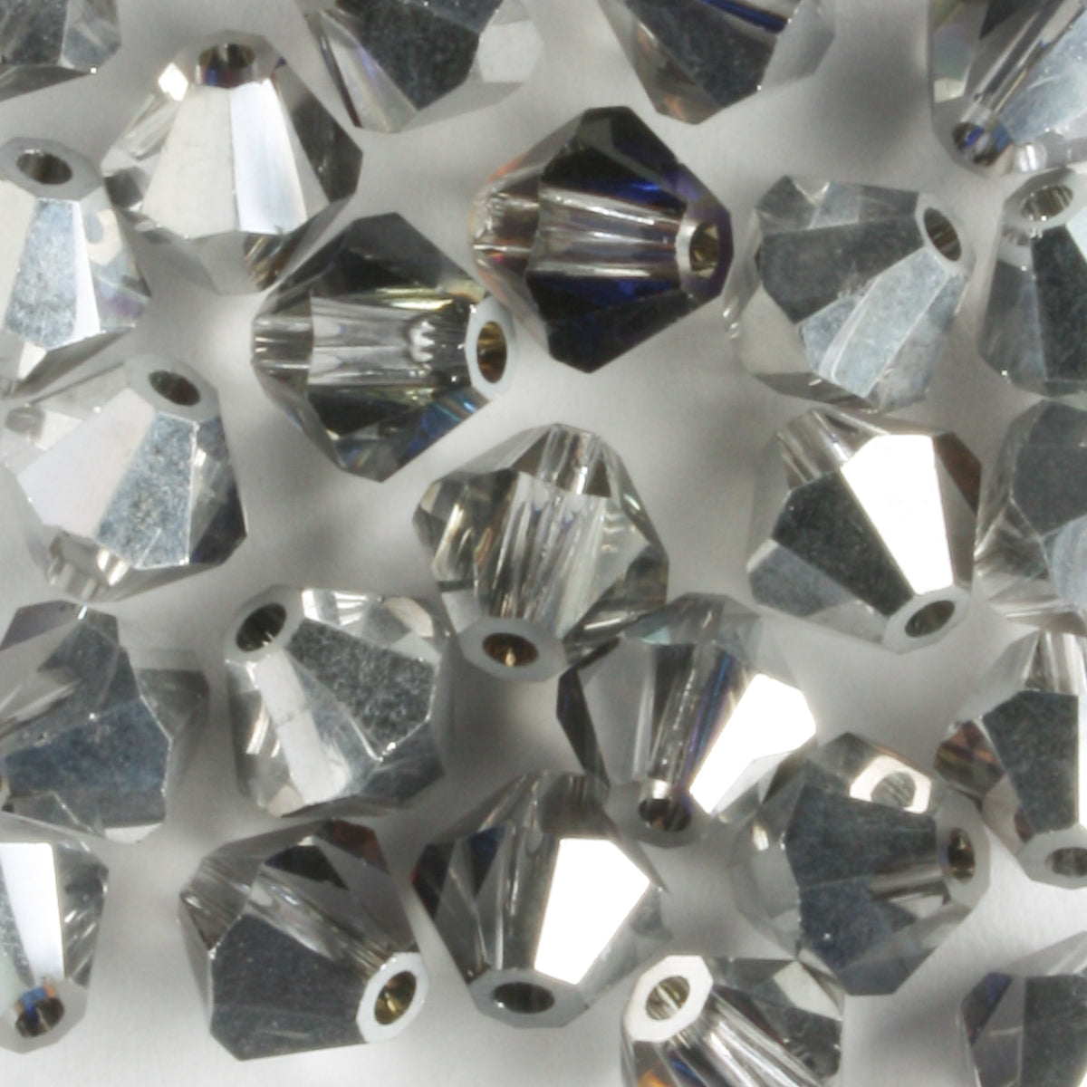 6mm Bicone Silver/Blue/Purple - 24 beads