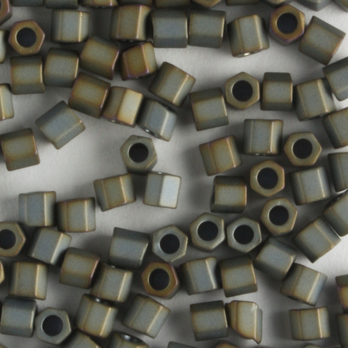 8/0 Hex Matte Iris Gray - 10 grams