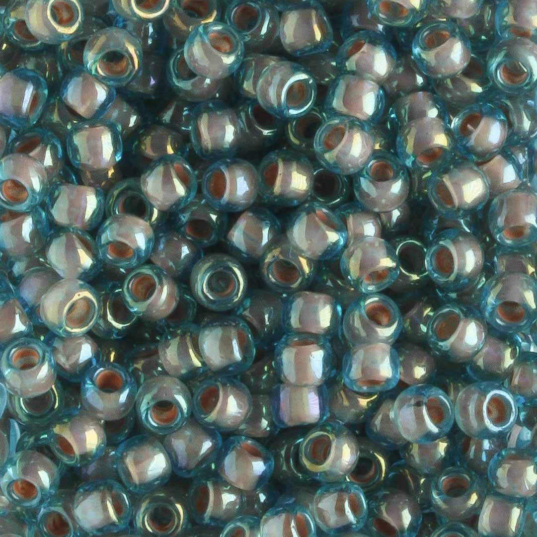 8/0 Brick Lined Rainbow Aqua - 10 grams