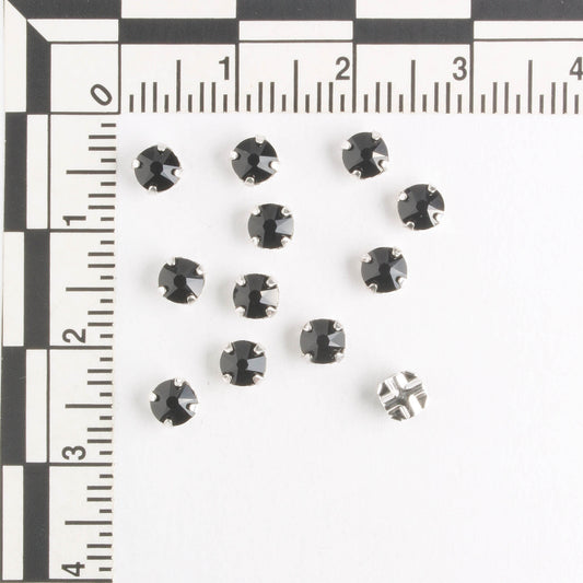 4mm Rose Montee Jet - qty 12