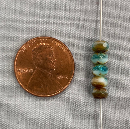 5x3mm Rondelle - Pacific Blue, Amber, and White Picasso