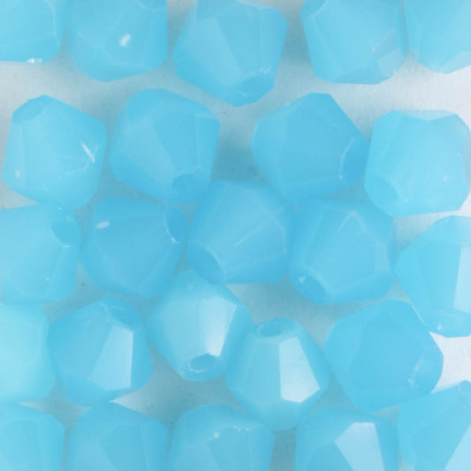 6mm Bicone Blue Opal - 24 beads