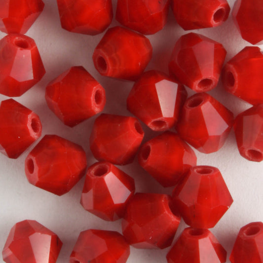 6mm Bicone Opaque Red - 24 beads