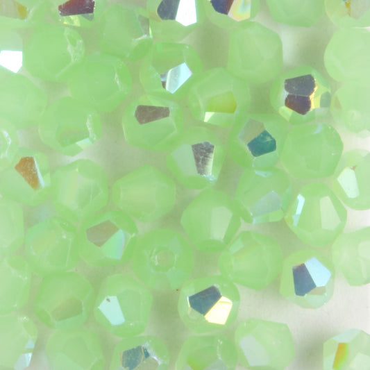 4mm Bicone Green Opal AB - 48 beads