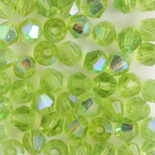 4mm Bicone Green AB - 48 beads