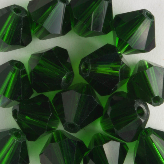 8mm Bicone Dark Green - 15 beads