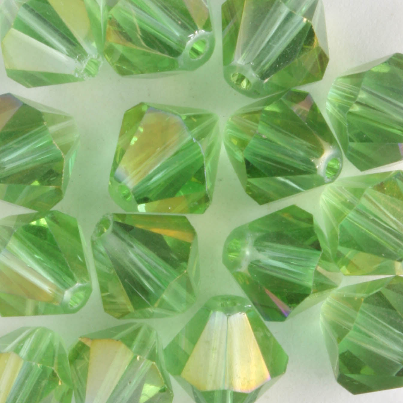 8mm Bicone Light Green AB - 15 beads