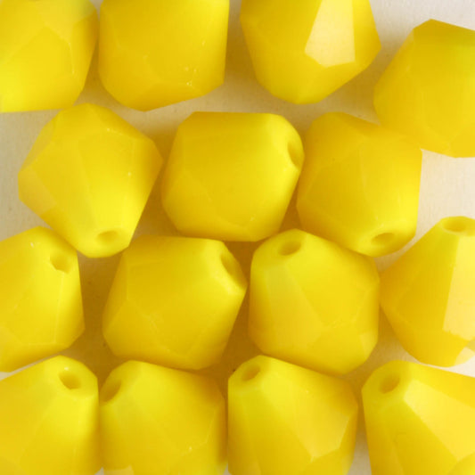 8mm Bicone Opaque Yellow - 15 beads