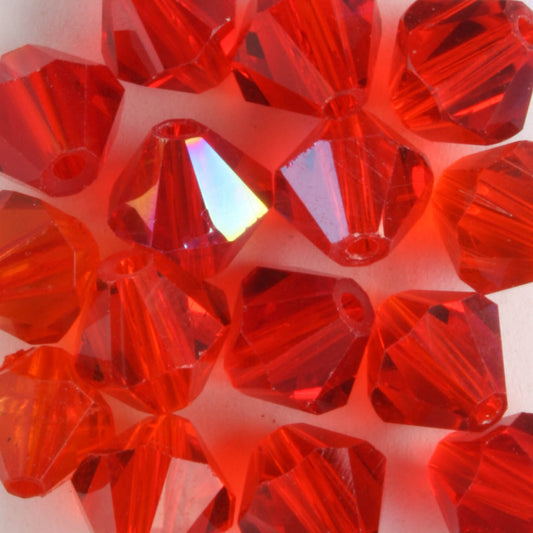 8mm Bicone Red AB - 15 beads
