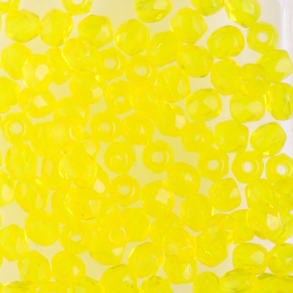 3mm Round Fire Polish Yellow - 100 beads